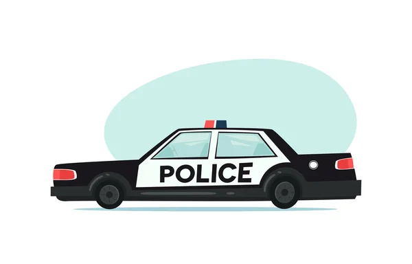 Cartoon politie auto pictogram. Geïsoleerde objecten op witte achtergrond in platte cartoon stijl. Vectorillustratie. — Stockvector