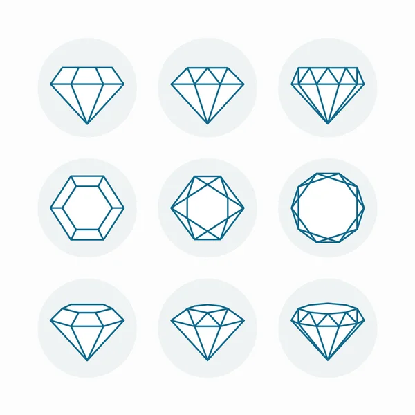 Diamantes conjunto ícone — Vetor de Stock