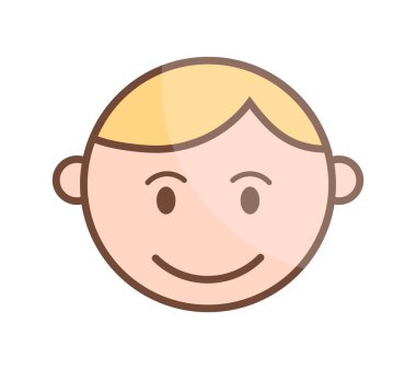 Gülen çocuk ve çocuk karakter gülerek mutlu çizgi film. Mutlu çocuk yüz duygu