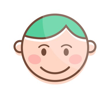 Gülen çocuk ve çocuk karakter gülerek mutlu çizgi film. Mutlu çocuk yüz duygu