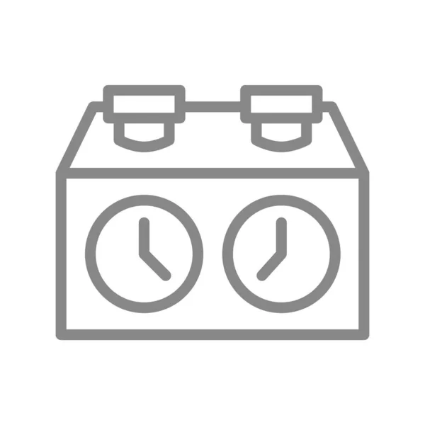 Schaken klok, stopwatch, timer lijn icoon. Bordspel, tafel entertainment symbool — Stockvector