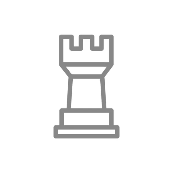 Rook国际象棋线图标。棋盘游戏，桌上娱乐符号 — 图库矢量图片