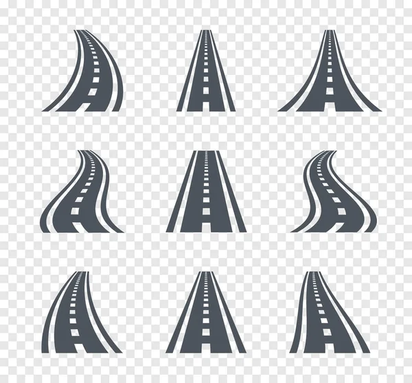 Изогнутые дорожные знаки. Иллюстрация дорожных знаков и шоссе — стоковый вектор
