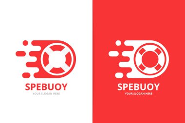 Hızlı yaşam şamandırası logosu kombinasyonu. Benzersiz cankurtaran botu ve dijital logot tasarım şablonu