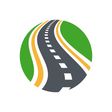 Vektör eğimli yol logosu kombinasyonu. Yol ve yön sembolü.