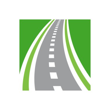 Vektör yol logosu kombinasyonu. Kavisli yol ve otoyol sembolü.