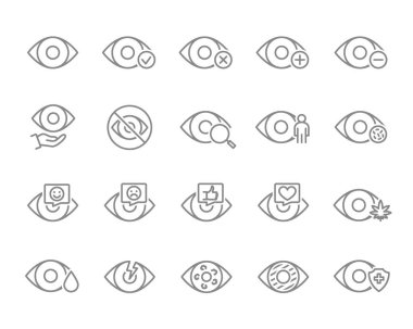 Bir çift insan gözü çizgi ikonu. Sağlıklı görsel organlar, görme sistemindeki organlar, tedavi ve daha fazlası..