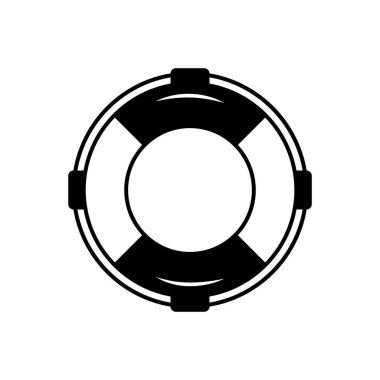 Can yelekli siyah çizgi ikonu. Can simidi, filika, yardım sembolü..