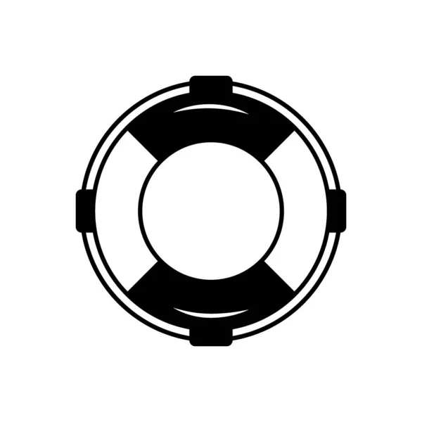 Ikona černého pásu. Záchranná bóje, záchranný člun, symbol nápovědy. — Stockový vektor