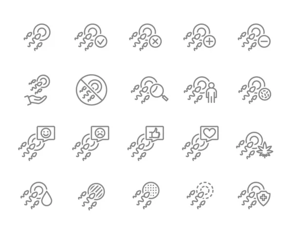 卵と精子の細胞株のアイコンのセット。人間の受精、受精卵、新しい胚など. — ストックベクタ