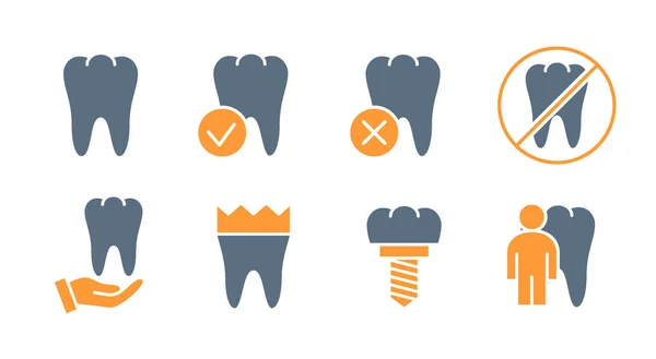 Set of human teeth colored icon. Teeth illness, diagnosis, health care, treatment symbol