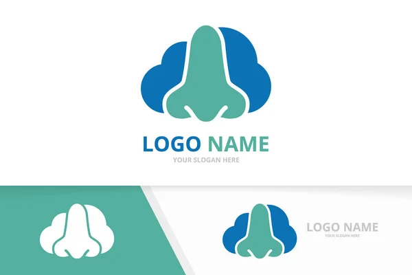 Combinazione di naso vettoriale e logo cloud. ENT clinica, otorinolaringoiatria modello di progettazione logotipo. — Vettoriale Stock