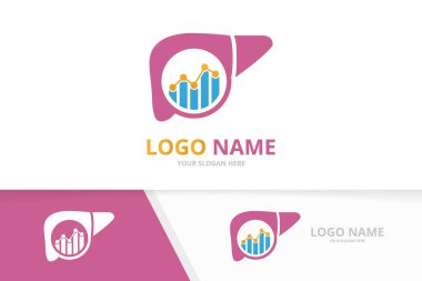 Vektör karaciğer ve grafik logo kombinasyonu. Eşsiz iç organ logosu tasarım şablonu.