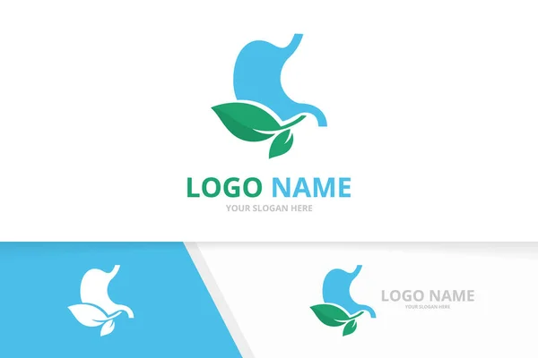 Business gastrointestinalen Trakt Logotyp Design. Ökologischer Magen und Blätter Logo. — Stockvektor