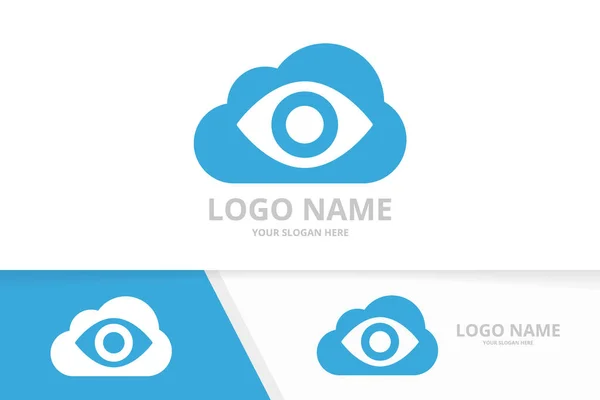 Kombinacja wektorowego oka i logo chmury. Unikalny szablon logotypu pamięci masowej. — Wektor stockowy