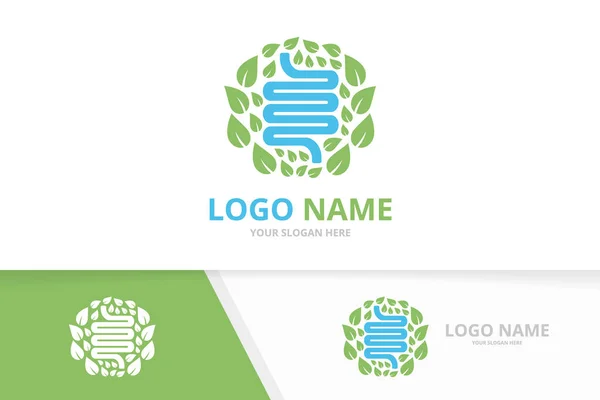 Logo verde natural del colon. Diseño del logotipo de digestión premium plantilla. — Vector de stock