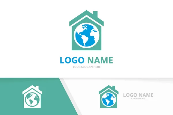 Emlak ve dünya logosu kombinasyonu. Ev ve dünya logoti tasarım şablonu. — Stok Vektör