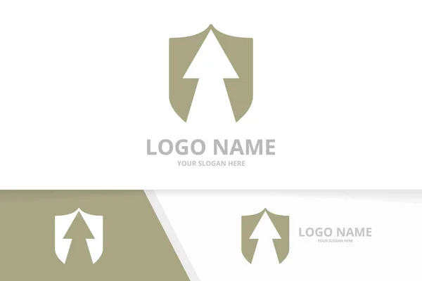 Escudo vectorial y combinación de logotipo de flecha arriba. Modelo de diseño del logotipo de seguridad. — Vector de stock