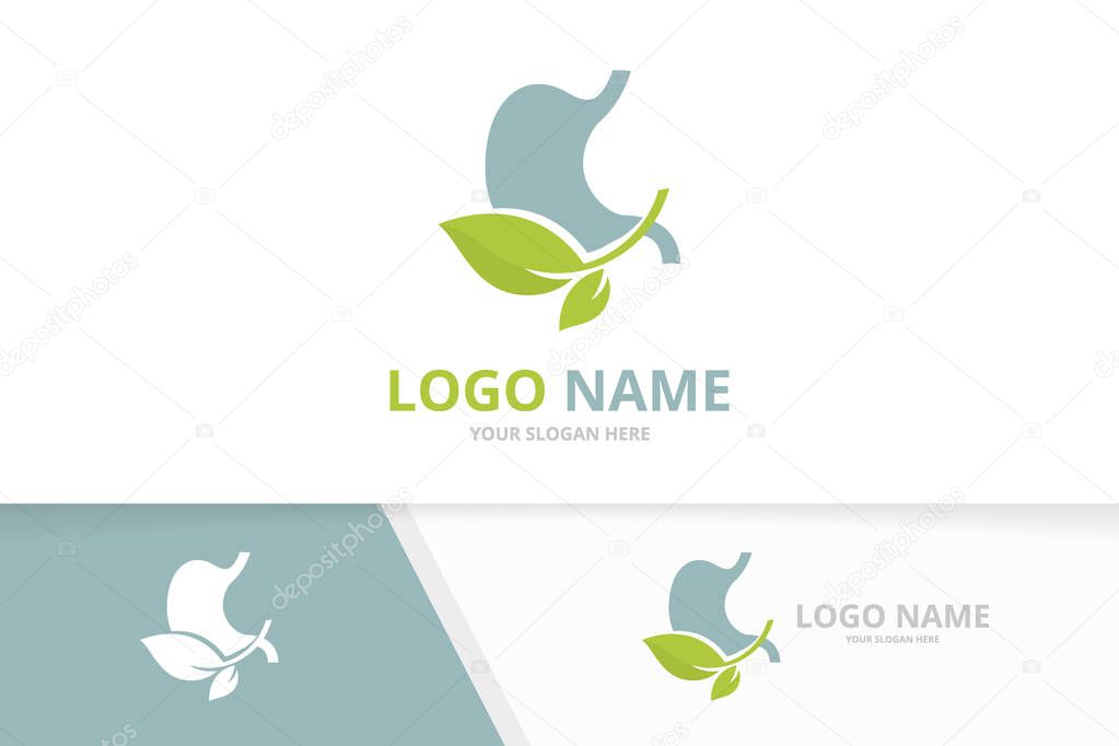 Premium ecological stomach logo. Gastroenterology symbol or icon. Unique gastrointestinal tract logotype design.