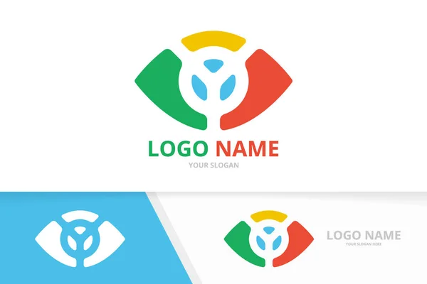 Combinación del logotipo del ojo vectorial. Plantilla de diseño de logotipo de visión única. — Vector de stock