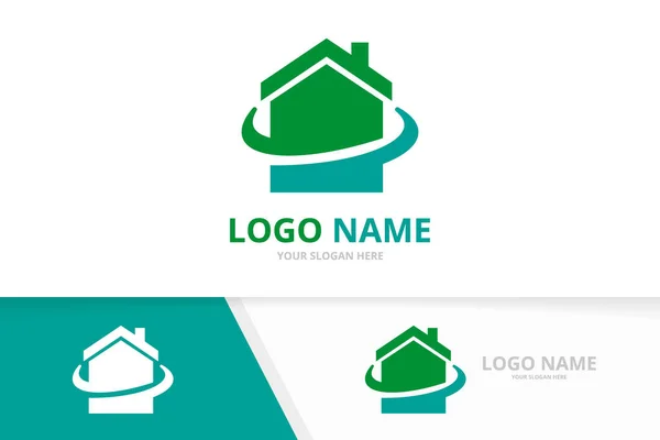 Logo nemovitosti se šablonou vizitky. Unikátní šablona návrhu logotypu domu. — Stockový vektor