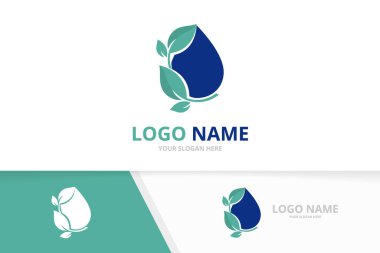 Eko su ve logo kombinasyonu. Benzersiz doğa yağ logoti tasarım şablonu.