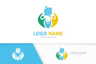 Kolon ve aile logosu kombinasyonu. Eşsiz sindirim logosu tasarım şablonu.