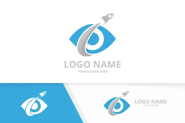 Vektor Auge und Rakete Logo Kombination. Einzigartige Design-Vorlage für Flugvisionen-Logos. — Stockvektor