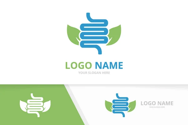 벡터체 장 로고 조합. Colon and leaf logotype design template. — 스톡 벡터