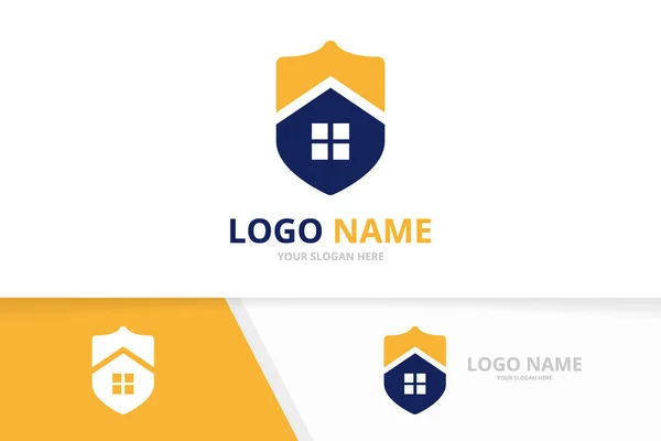 Combinaison logo maison de sécurité. Modèle de conception de logotype immobilier et bouclier. — Image vectorielle