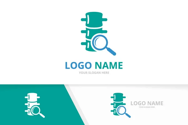 Wirbelsäule und Lupe Logo Kombination. Wirbelsäule und Lupe Logotyp Design-Vorlage. — Stockvektor