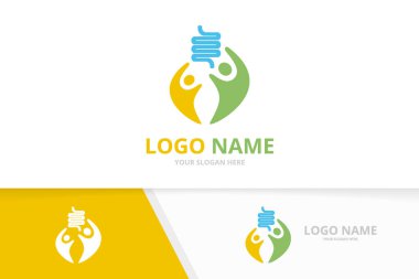 Kolon ve aile logosu kombinasyonu. Eşsiz sindirim ve takım logoti tasarım şablonu.