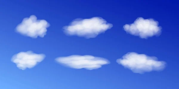 Cielo realista de nubes blancas. Cielo brillante y nubes vector ilustración. — Archivo Imágenes Vectoriales