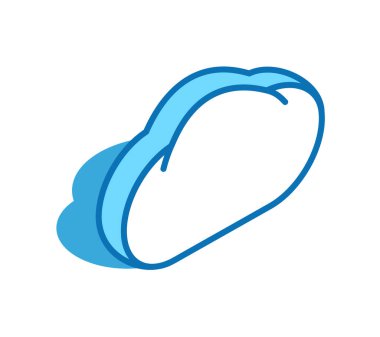 Bulut izometrik simgesi. Web depolama, sunucu 3B satır biçimi sembolü.