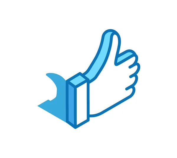 Icono isométrico con el pulgar hacia arriba. Aprobar gesto, el mejor símbolo de estilo de línea 3D. — Vector de stock