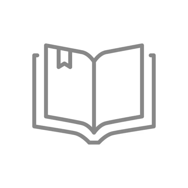 Ouvrir l'icône de ligne de livre. E-book, encyclopédie, symbole de bibliothèque en ligne — Image vectorielle