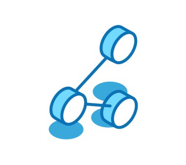 İzometrik simgeyi paylaş. İleti, ok, geri bildirim 3B çizgi sembolü.