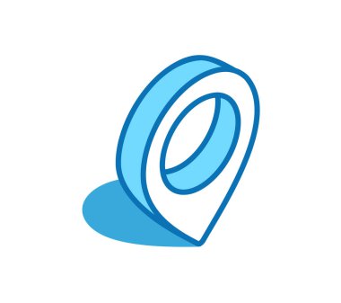 Yer imi izometrik simgesi. Konum, konum 3 boyutlu çizgi sembolü.