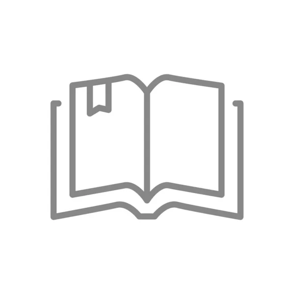 Ouvrir l'icône de ligne de livre. Bibliothèque en ligne, livre électronique, symbole de l'encyclopédie — Image vectorielle