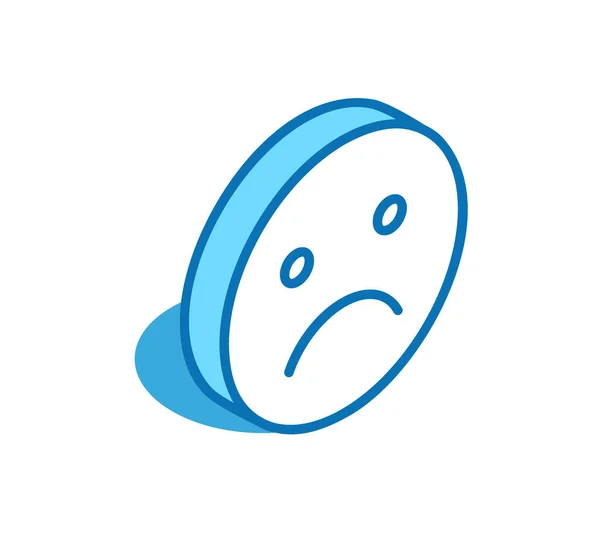Nieszczęśliwa ikona izometryczna emotikony. Zdenerwowany, niezadowolony symbol linii 3D. — Wektor stockowy