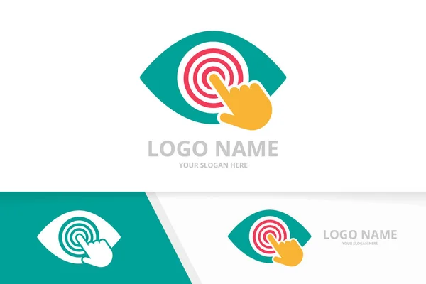 Vector eye and hand logo combination. Unique click logotype design template. — Vetor de Stock