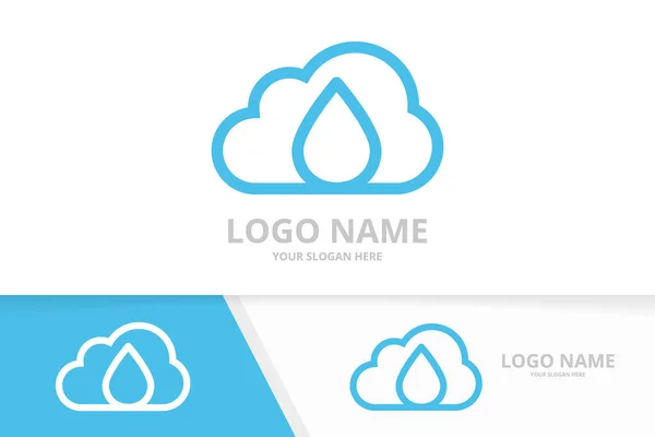 Vector water and cloud logo combination. Unique oil drop and storage logotype design template. — Vetor de Stock