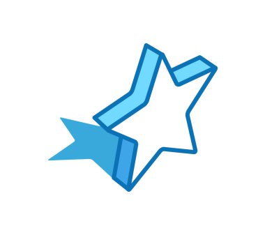 Yıldız izometrik ikonu. Beğeni, müşteri incelemeleri 3D satır sembolü.