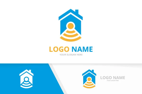 Combinazione di immobili e logo wifi. Modello di design del logotipo della casa e del segnale. — Vettoriale Stock