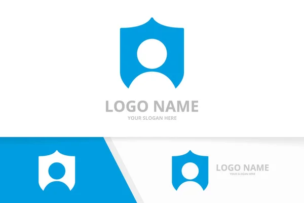 Combinación de escudo y logotipo de hombre. Plantilla de diseño del logotipo de seguridad humana. — Vector de stock