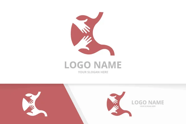 Vector de estómago y abrazar la combinación de logotipo. Plantilla de diseño del logotipo del tracto gastrointestinal y las manos. — Vector de stock