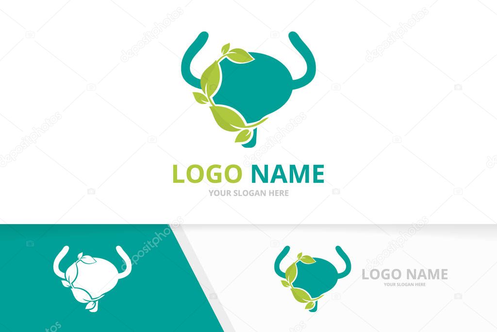 Urinary tract logotype design. Bladder and leaves logo combination. Urology health symbol or icon.