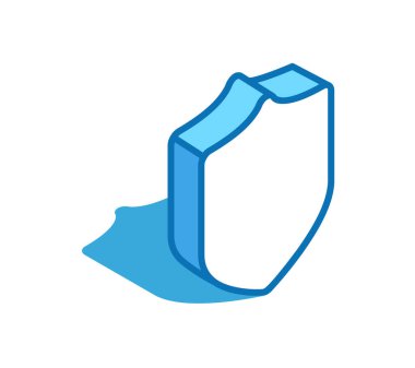 Kalkan izometrik simgesi. Güvenlik, 3D çizgi sembolünü koruyun.