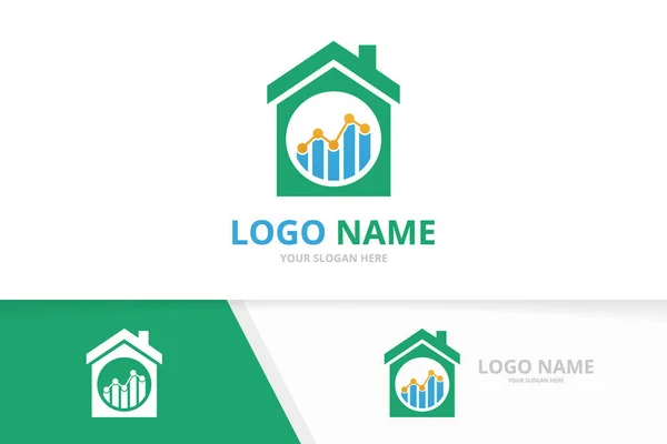 Vector onroerend goed en grafiek logo combinatie. Huis en grafiek logotype ontwerp sjabloon. — Stockvector