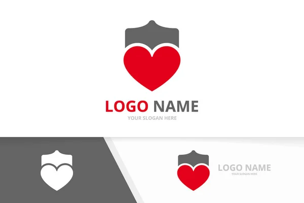Kombination av hjärta och säkerhet. Kärlek och sköld logotyp design mall. — Stock vektor